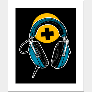 Headphones Blue Posters and Art